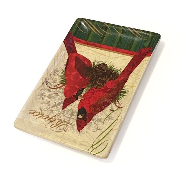 Seasonal Decor Holiday Ceramic Tray "Rejoice" Cracker Barrel Collectible Plate - Picture 3 of 4